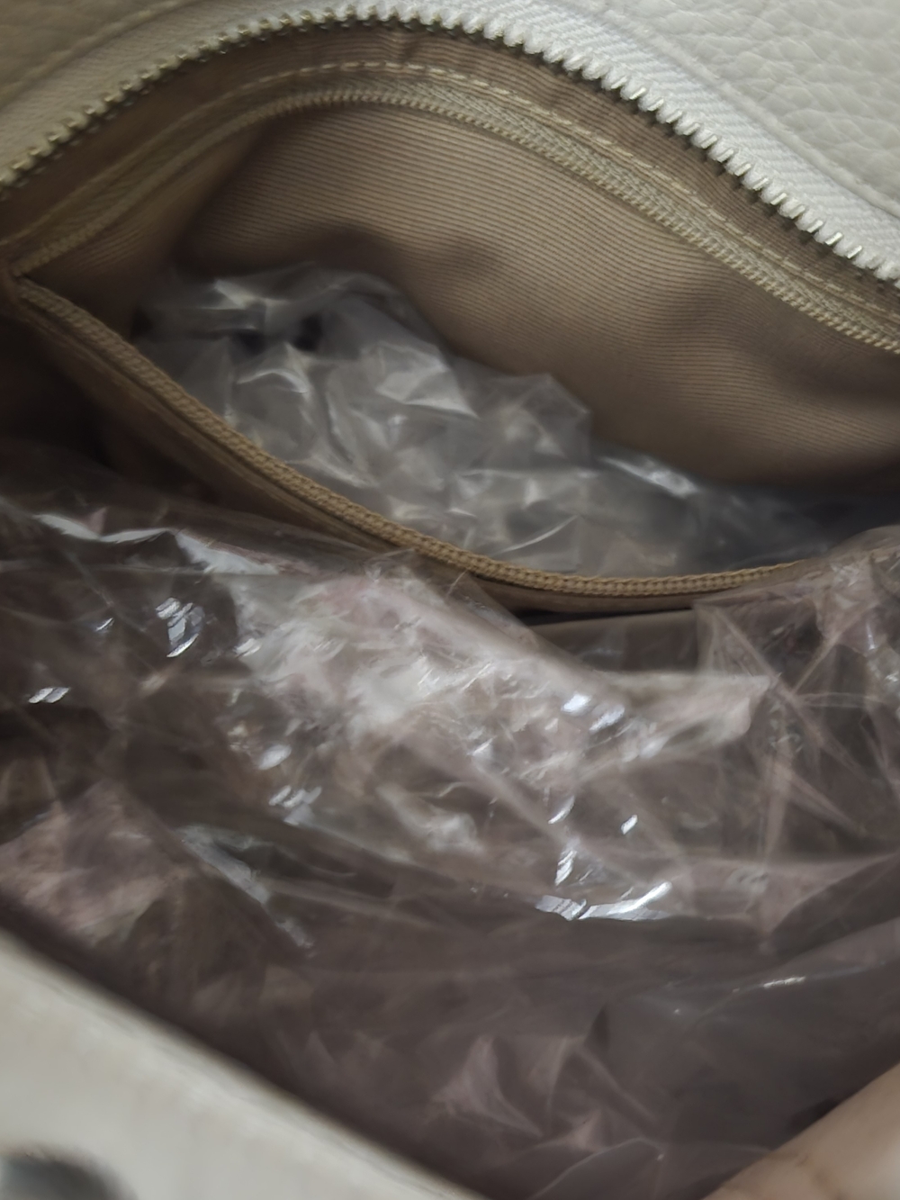 Coach Neutral Beige Leather Tote with Zip Pocket